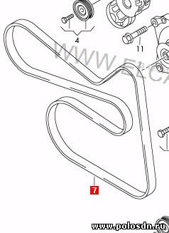 фото Ремень поликлиновый для Поло седан с кондиционером